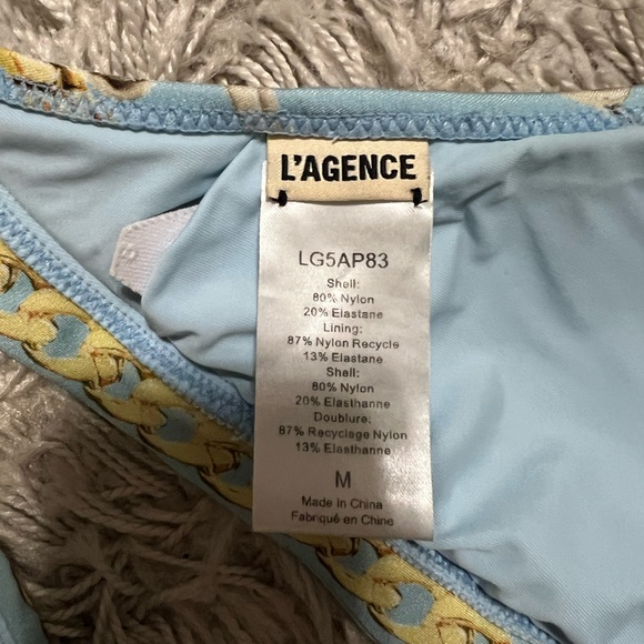 L’AGENCE Sky Blue & Gold Chain Bikini Set | Size M | Luxe Swim - Picture 6 of 6